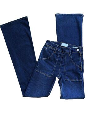 FRAME Le Flare de Francoise Jeans, Dark Blue Flare Jeans with Side Zipper